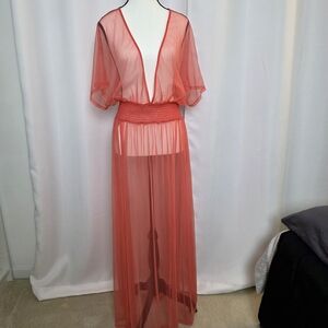 Chic Sheer Coral Maxi Dress